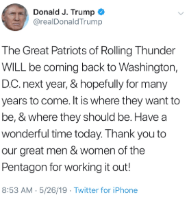DT Tweet Rolling Thunder